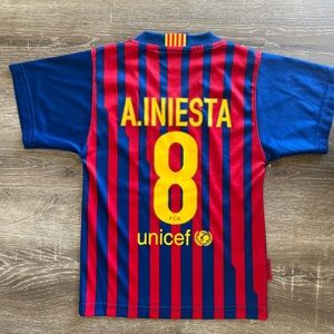FCB Jersey, Real Madrid, kids size 2, A. INIESTA, number 8, soccer